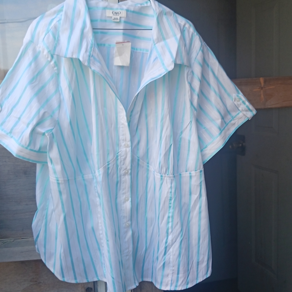 Cato Blue and White Striped Blouse
